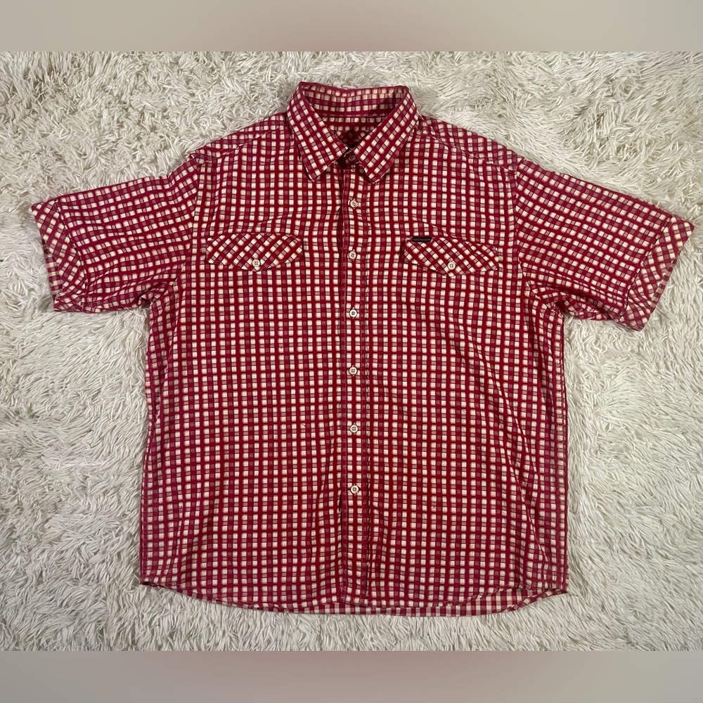 XL Vintage‎ Y2K ROCAWEAR Short Sleeve Button Down Shirt Red Plaid Streetwear